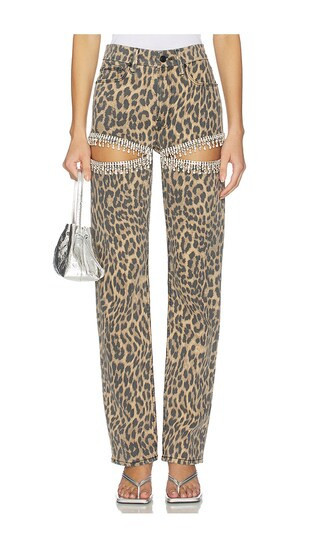 Good American Leopard Good Icon Straight Diamond Jeans in Brown. - size 22 | Revolve Clothing (Global)