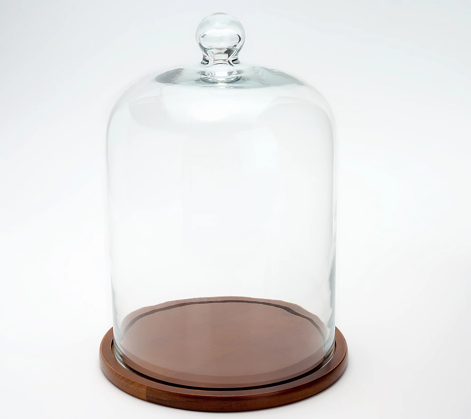 Home Reflections 11"" Glass Cloche with Wooden Base | QVC