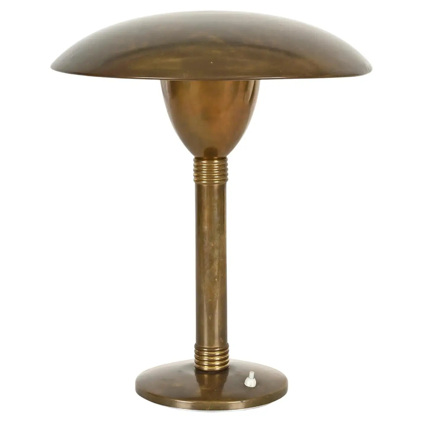 Italian Art Deco Patinated Brass Mushroom Table Lamp, Italy, 1940s | 1stDibs