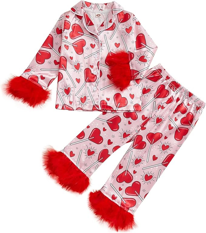 Toddler Baby Girl Boy Silk Satin Pajamas Set Button Down Pjs Kids Long Sleeve Shirt Pants Christm... | Amazon (US)