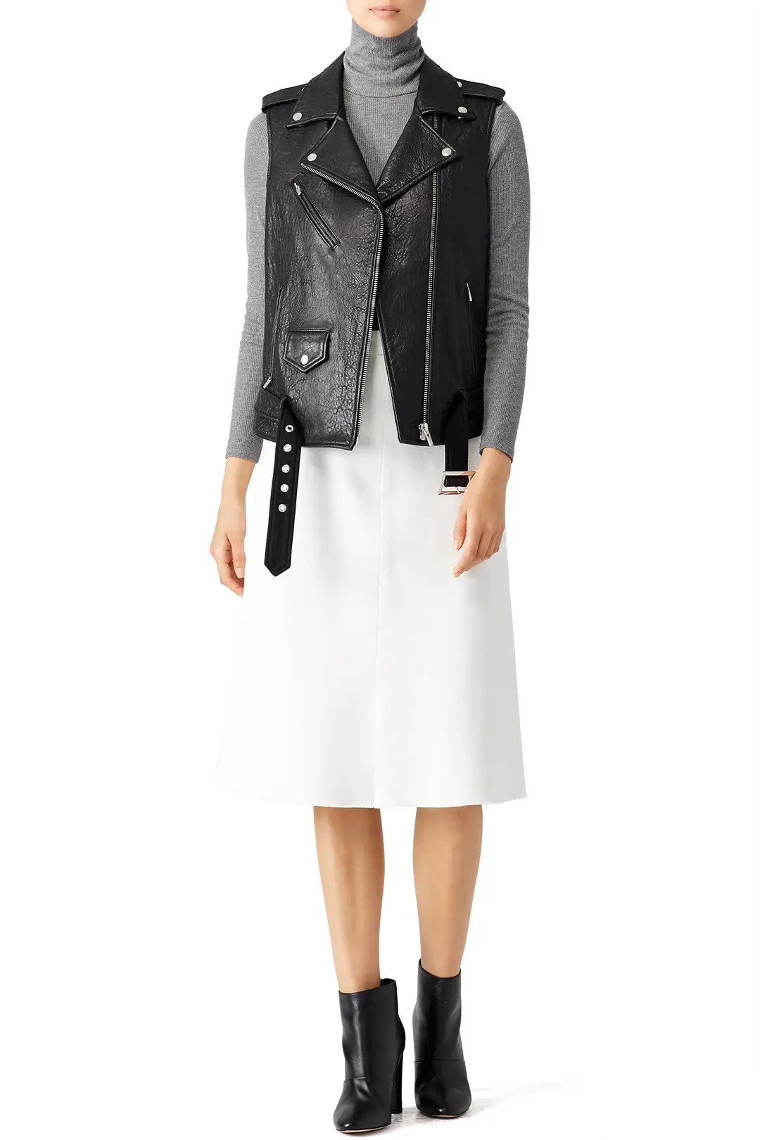 VEDA Black Castor Leather Moto Vest | Rent The Runway