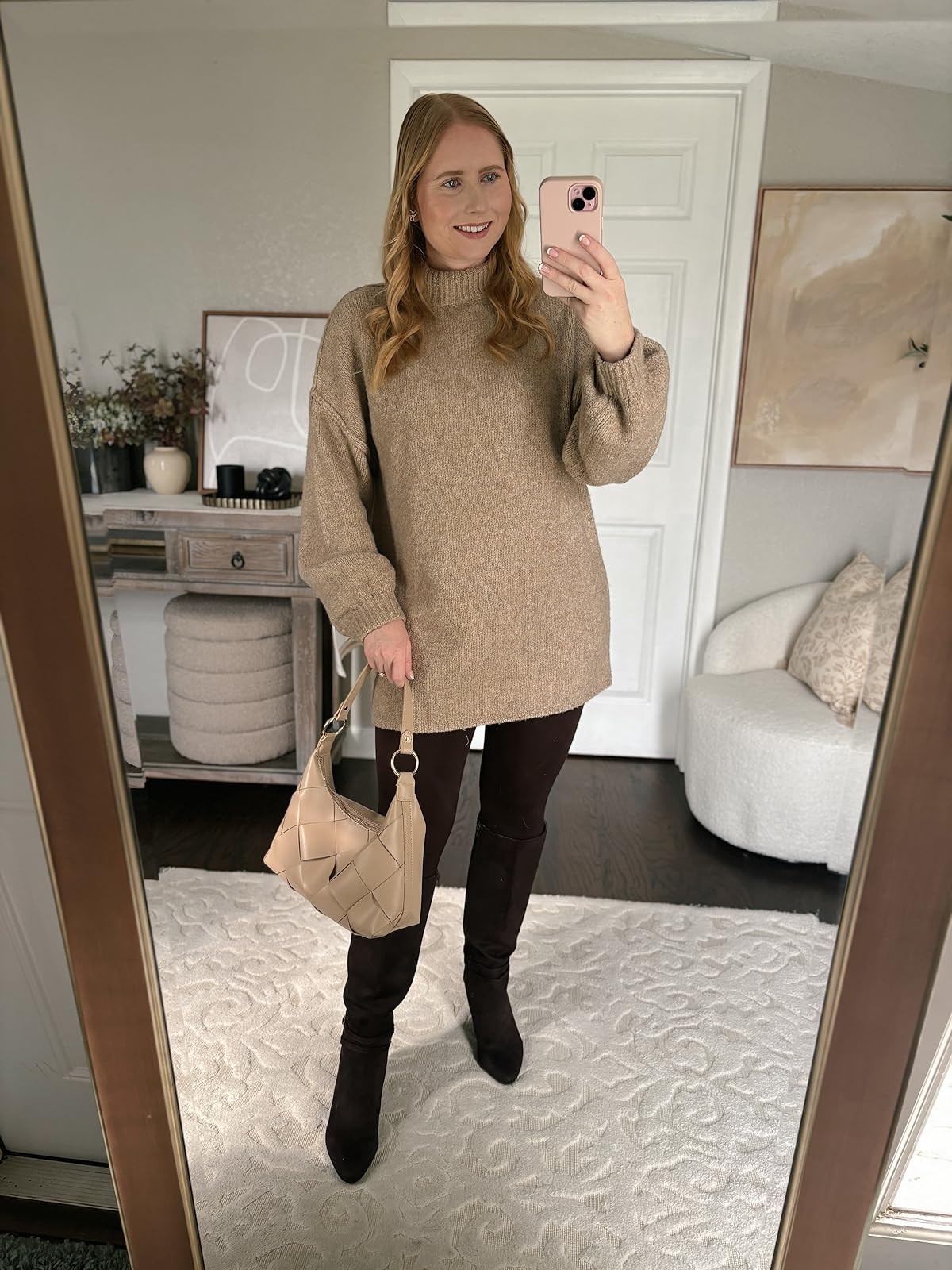 BTFBM Women's Long Pullover Sweaters 2024 Fall Winter Mock Neck Long Sleeve Thick Oversized Casual Knitted Jumper Tops | Amazon (US)