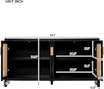 Lisicues Rattan Sideboard Buffet Cabinet with Storage,Rattan Accent Cabinet Storage Cabinet Conso... | Amazon (US)