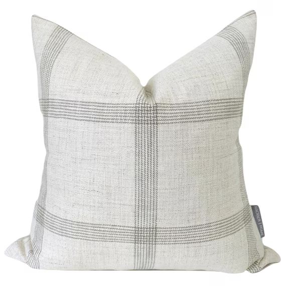 Linen Windowpane | Pillow Cover, Cream Linen Pillow, Designer Pillow, Modern Farmhouse Pillow, Pl... | Etsy (US)