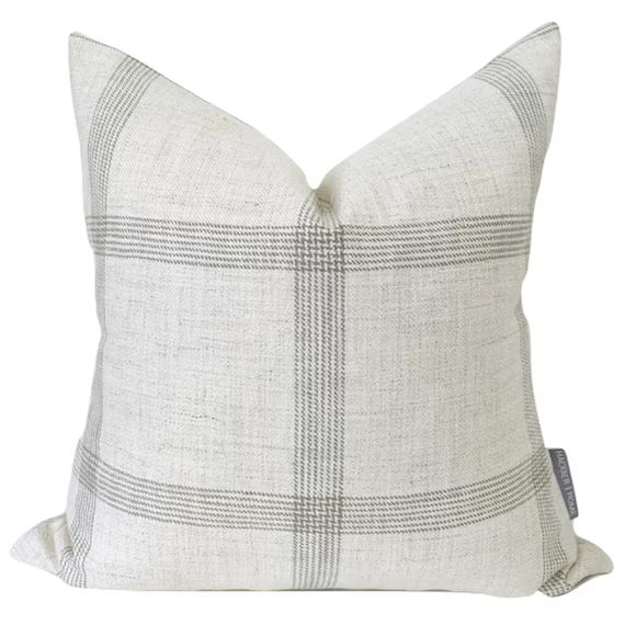 Linen Windowpane  Pillow Cover Cream Linen Pillow Designer - Etsy Canada | Etsy (CAD)