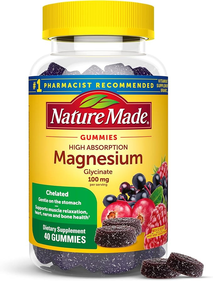 Nature Made High Absorption Magnesium Glycinate Gummies, 40 Count | Magnesium Supplement 100 mg p... | Amazon (US)