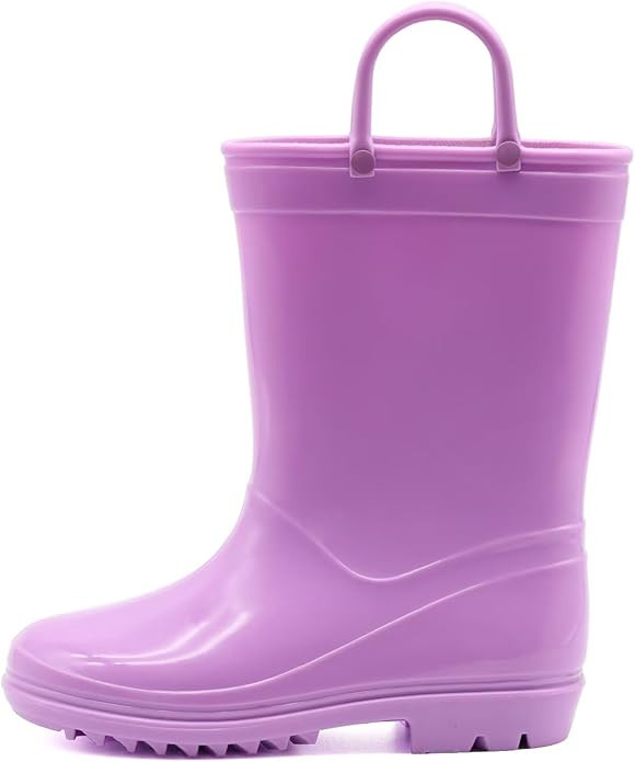 EUXTERPA Boys Girls Waterproof Rain Boots Kids Toddler Solid Color Rain Boots with Easy On Handle... | Amazon (US)