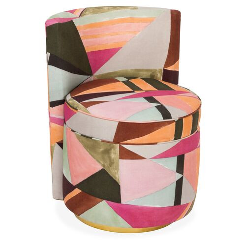 Jenna Swivel Chair, Pink Multi | One Kings Lane