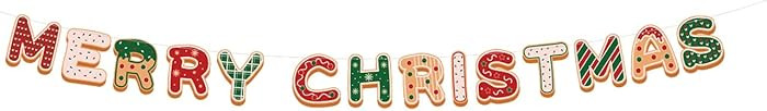 Merry Christmas Banner - Christmas Party Decoration - Merry Christmas Banner Decoration in Candy ... | Amazon (US)