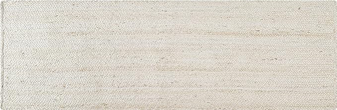 Hausattire Hand Woven Jute Braided Rug, 2'x6' – Off White, Reversible Boho Entry Area Rugs for ... | Amazon (US)