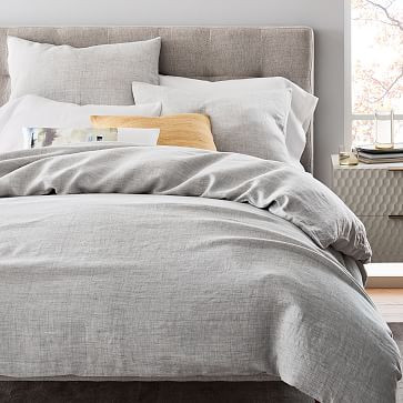 Belgian Flax Linen Fiber Dyed Duvet Cover & Shams - Frost Gray | West Elm (US)