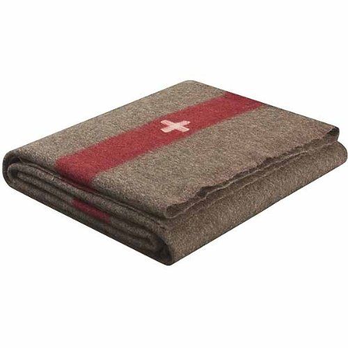 Swiss Army Style Wool Chestnut Blanket 2700, Brown with White Cross and Red Stripe | Amazon (US)