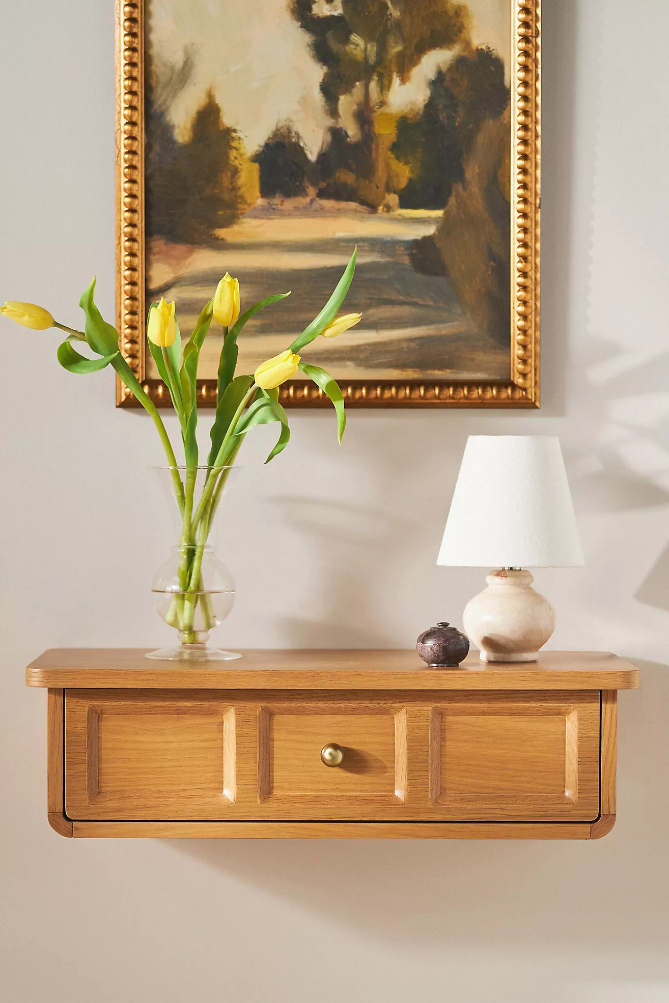 Elle Oak Wood Shelf with Drawer | Anthropologie (US)