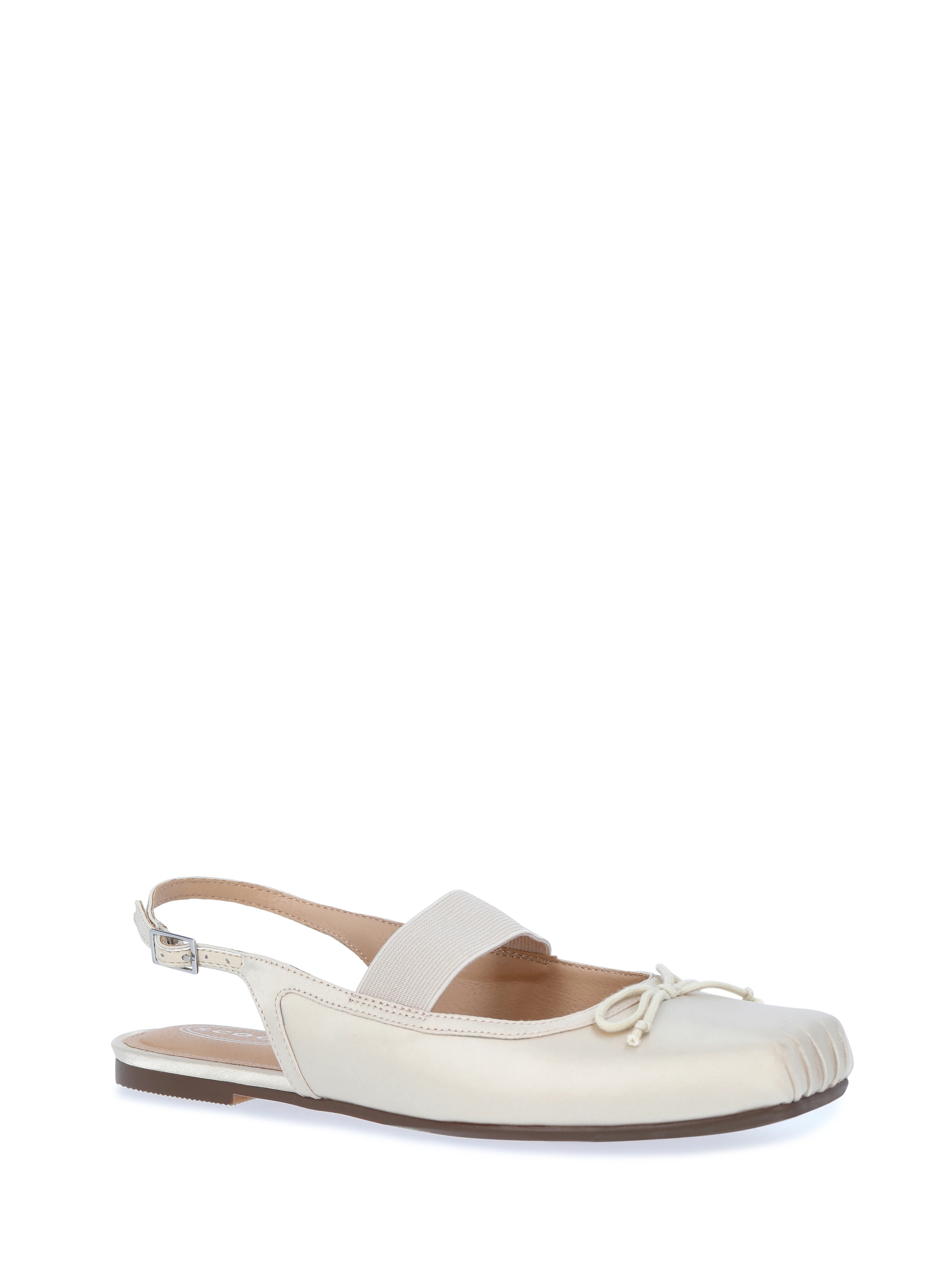 Scoop Women's Satin Slingback Mary Jane Pleated Toe Ballet Flats | Walmart (US)
