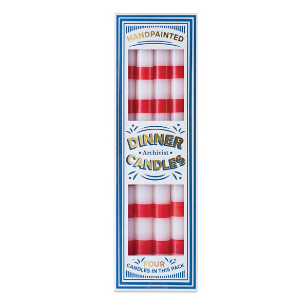 Archivist Red Stripe Dinner Candles Box Of 4 - Trouva | Trouva (Global)