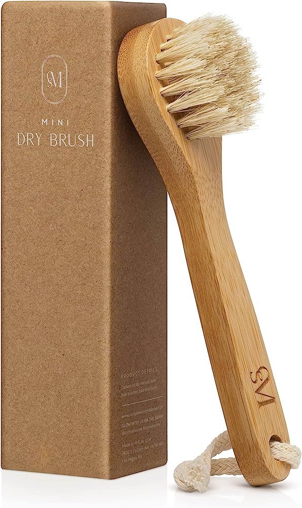 CSM Mini Dry Brush - Natural Bristle Small Body Brush, Exfoliating Facial Cleansing Brush for Sof... | Amazon (US)