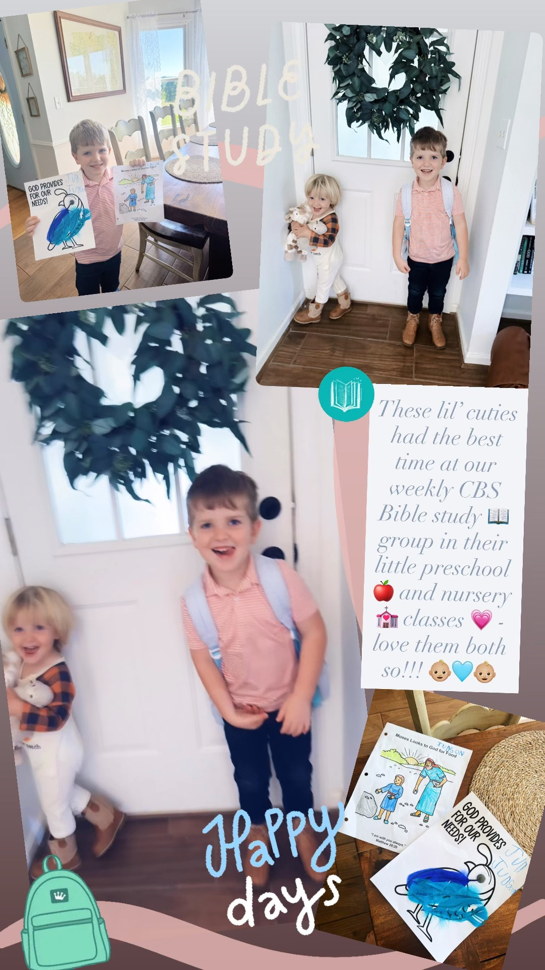 These lil’ cuties had the best time at our weekly CBS Bible study 📖 group in their little preschool 🍎 and nursery 💒 classes 💗 - love them both so!!! 👶🏼🩵👶🏼