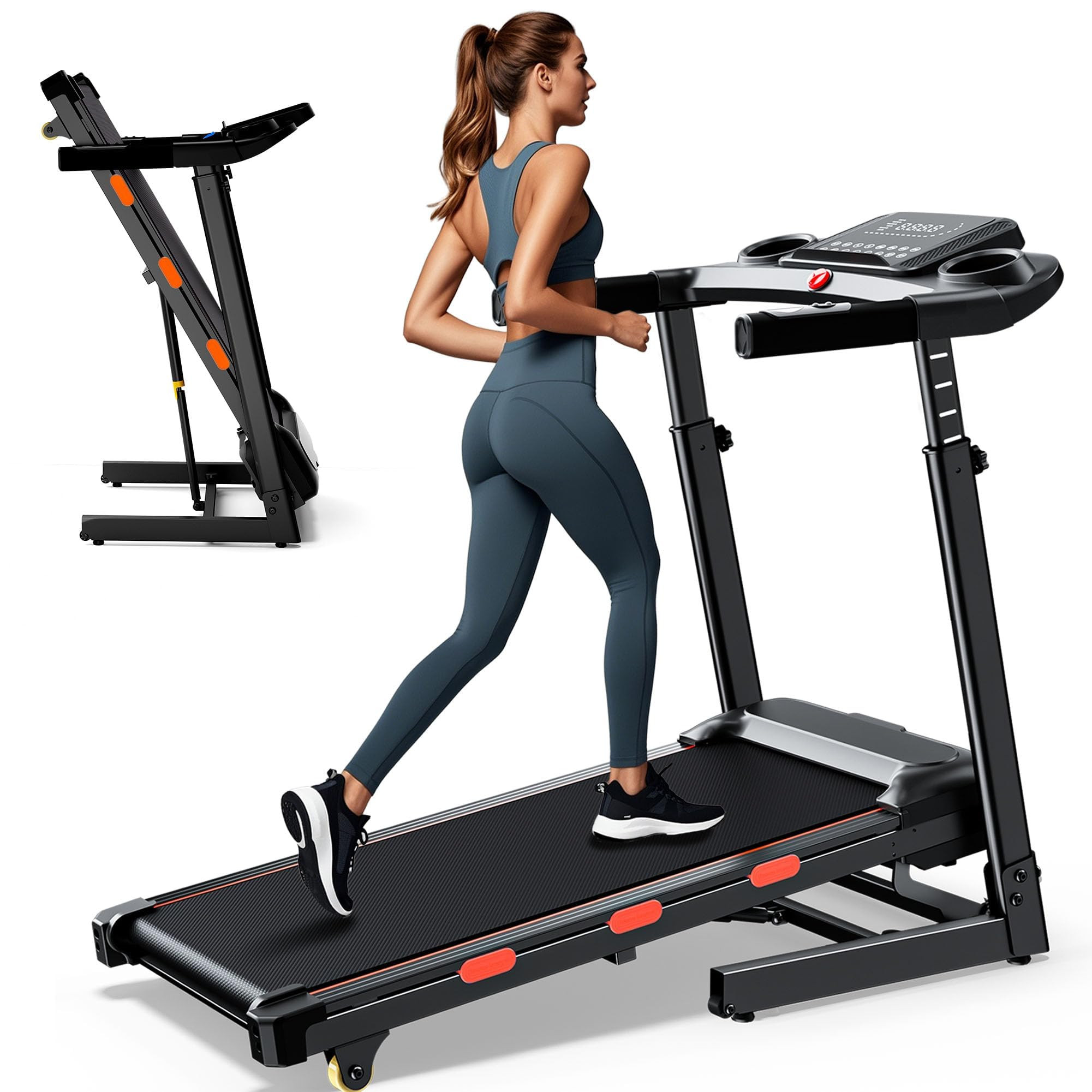Treadmill for Home with Auto 15% Incline, 4.0HP Brushless Treadmills with Handrail, Folding Tread... | Amazon (US)