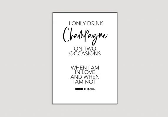 Poster Spruch  Coco Chanel I only drink champagne  | Etsy | Etsy (DE)