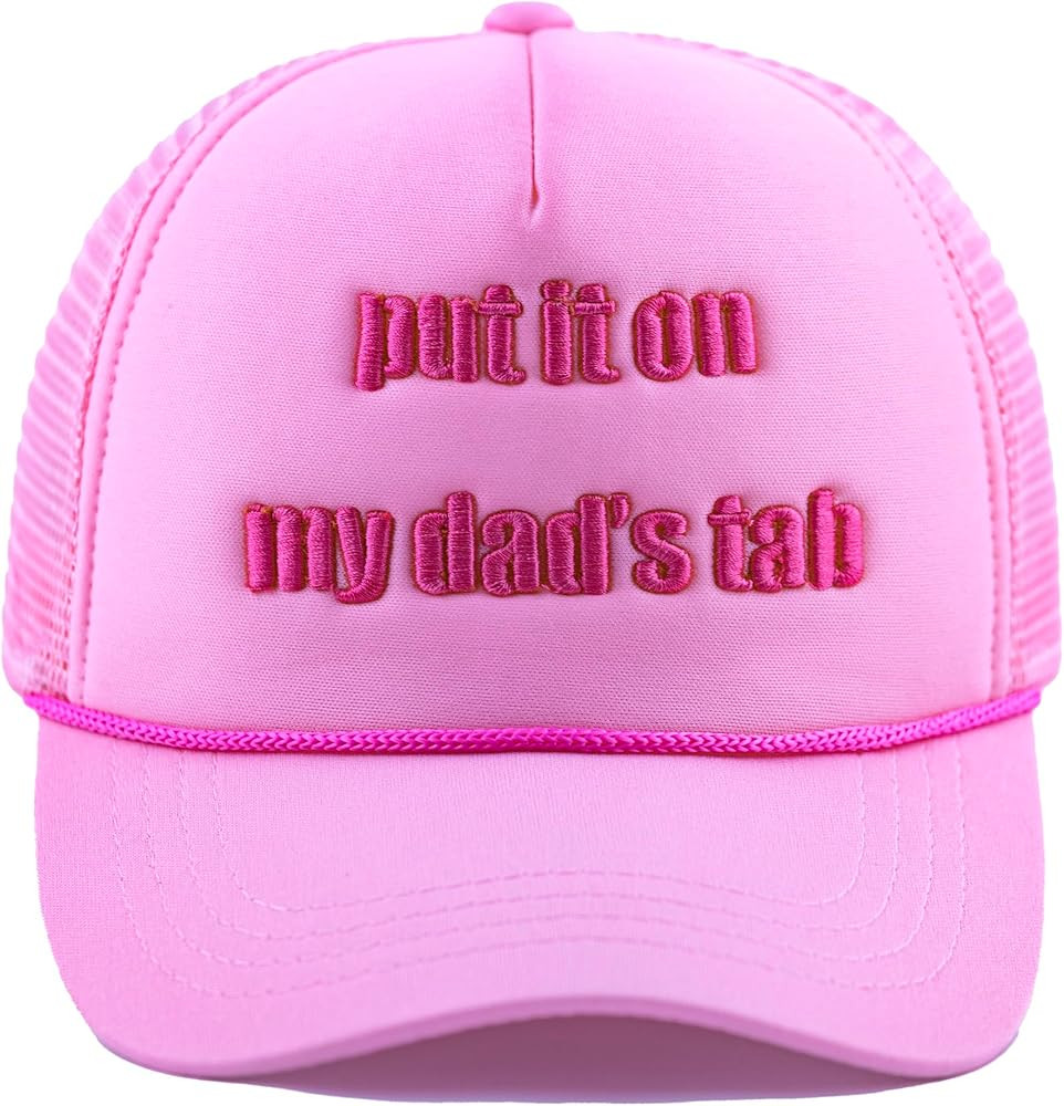Put It On My Dad's Tab Hat Funny Party Hats Novelty Baseball Cap Trucker Hat,Pink | Amazon (US)