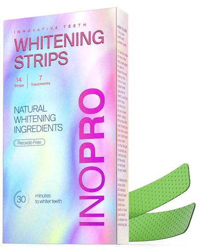 InoPro Teeth Whitening Strips 7 Treatments Kit - Sensitive Teeth Whitener, Peroxide Free, Enamel Safe Green White Strips, Deep Stains Removal - Instant Teeth Whitening Without The Harm (14 Strips) | Amazon (US)