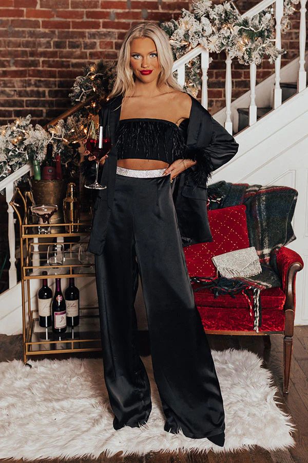 Right On Time High Waist Satin Pants | Impressions Online Boutique