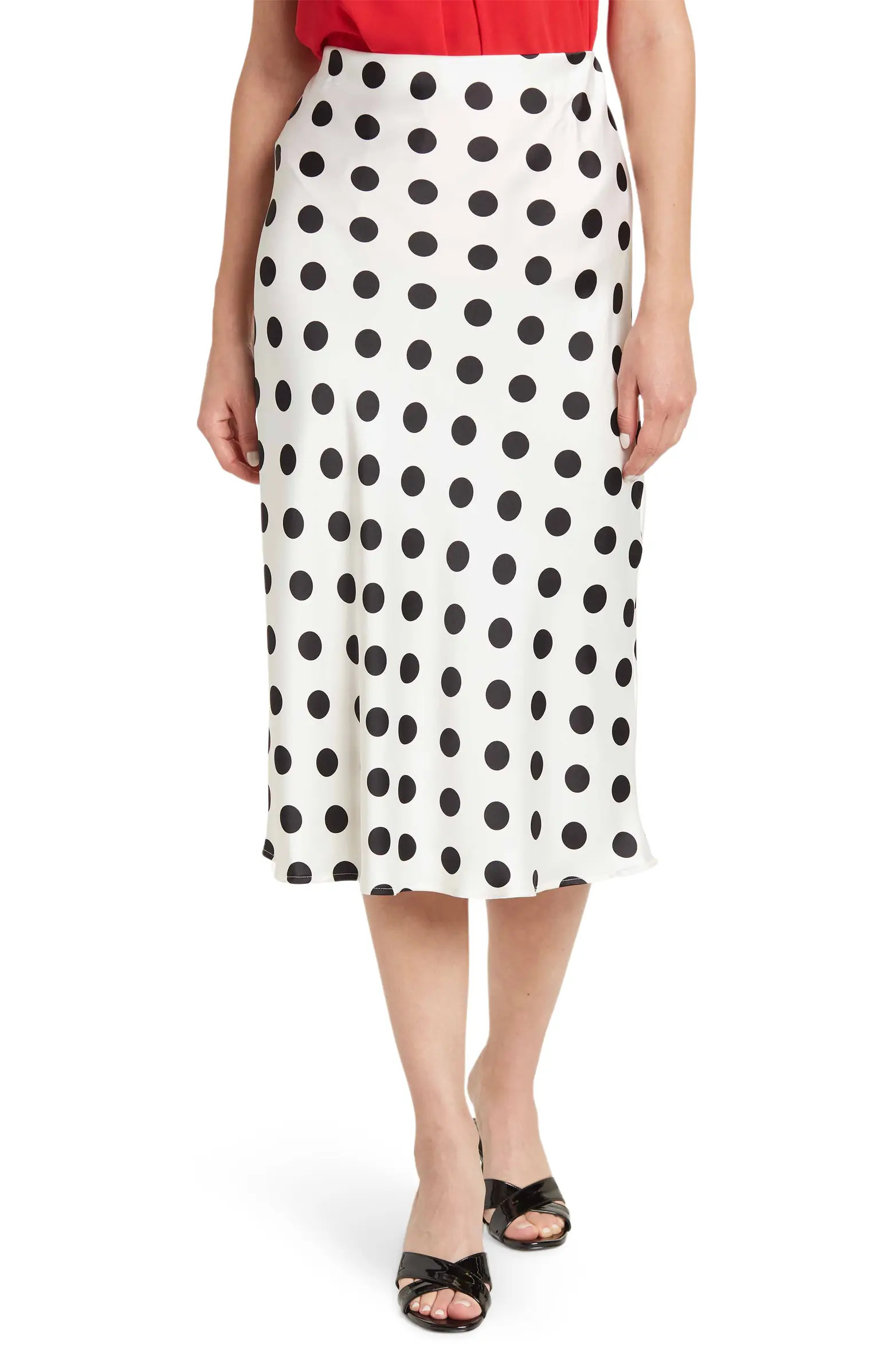 Renee C Polka Dot Satin Midi Skirt | Nordstromrack | Nordstrom Rack
