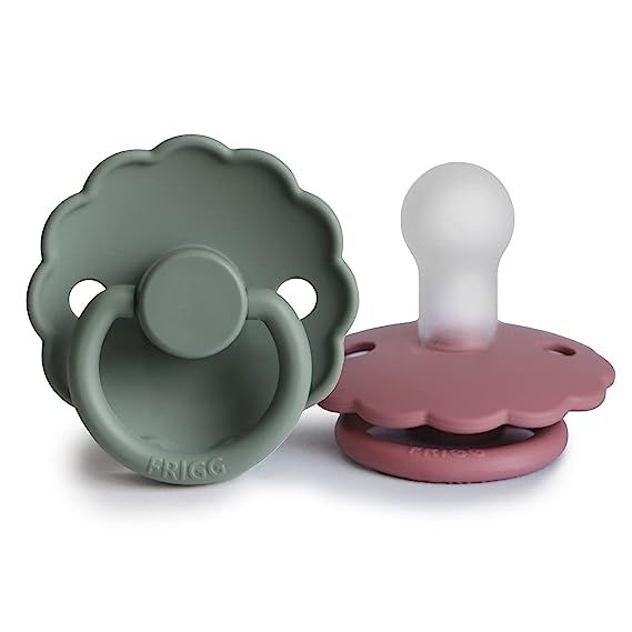 FRIGG Daisy Silicone Baby Pacifier | Made in Denmark | BPA-Free (Dusty Rose/Lily Pad, 0-6 Months)... | Amazon (US)