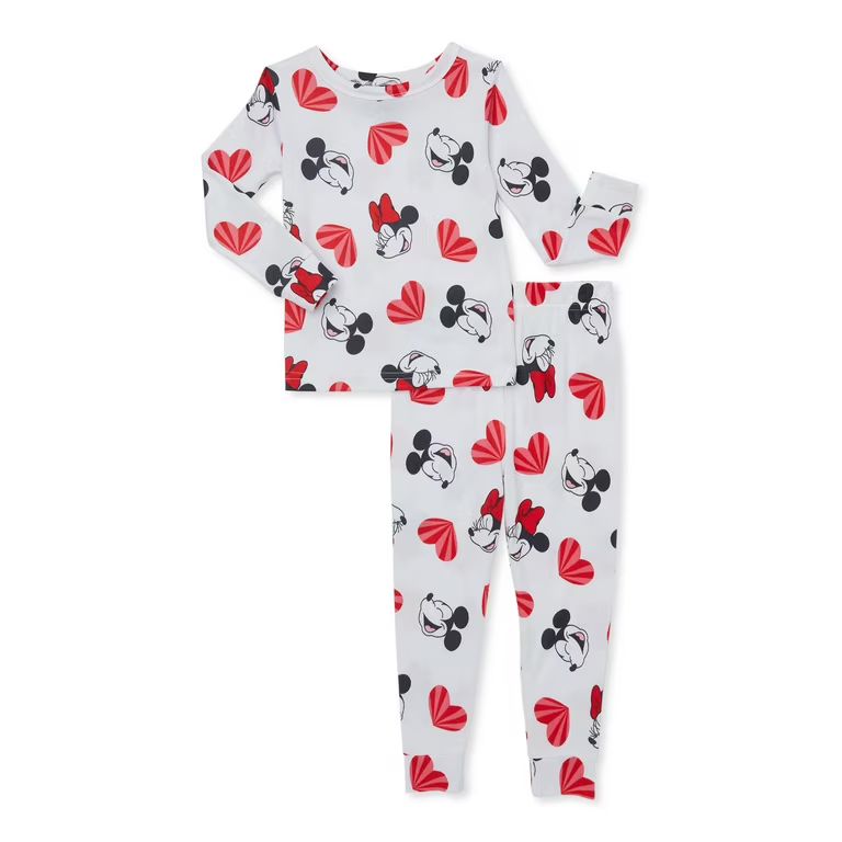 Mickey Mouse Toddler Unisex Valentine's Day Pajama Set, 2-Piece, Sizes 12M-5T | Walmart (US)