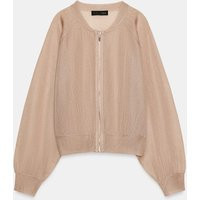 Zara - Knit Bomber Jacket - Champagne - L - Woman | Zara US