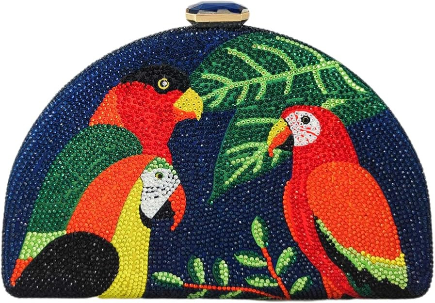 Mini Parrot Evening Bags,Women Cocktail Crystal Clutch Bag,Prom Party Bird Handbags Rhinestone Cl... | Amazon (US)