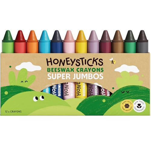 Honeysticks Super Jumbo Crayons (12 Pack) - 100% Pure Beeswax, Non Toxic Crayons for Toddlers 1-3, Extra Large Crayon Size, Easy to Hold and Use, Unbreakable Toddler Crayon, Eco-Friendly | Amazon (US)