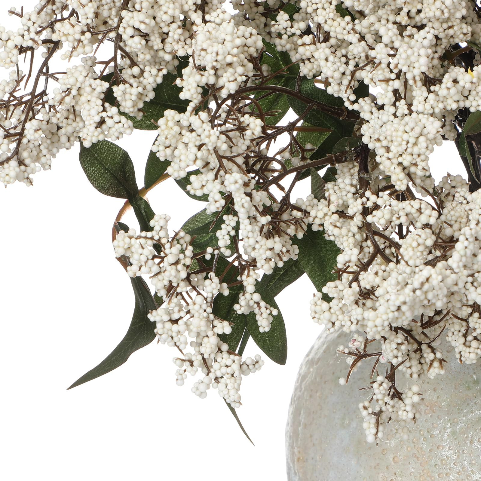 Zeyune 3 Pcs Artificial White Berry Stem Spring Faux Flowers Picks Branches Fake Realistic Sedum Stem Spray for Wedding Holiday Seasonal Farmhouse Mantel Harvest DIY Home Decorations(35 Inch) | Amazon (US)