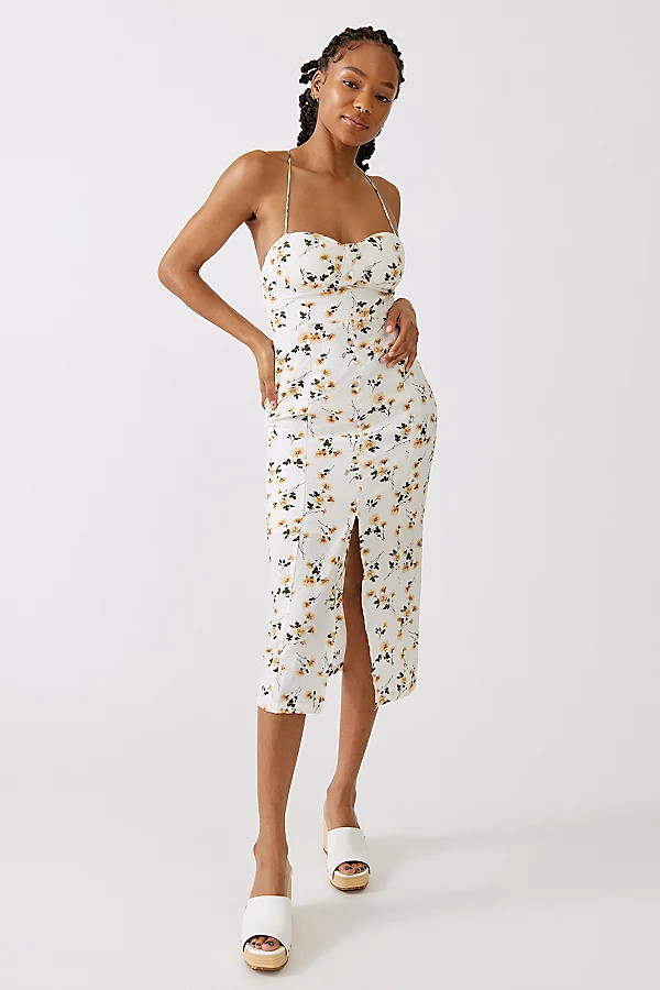 Kiss The Sky Floral Strappy-Back Midi Dress | Urban Outfitters (US and RoW)