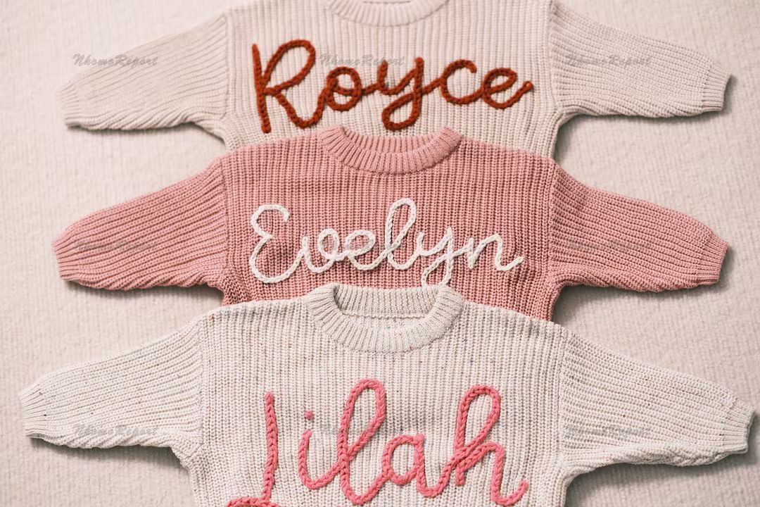 Personalized Baby Sweater With Hand-embroidered Name & - Etsy | Etsy (US)