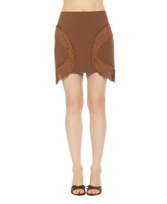 Alexia Admor Women's Lior Fringe Grommet Mini Skirt - Ivory | Macy's