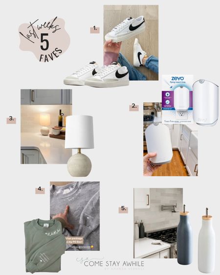 Favorite finds from last week! Great spring finds for home and fashion, mini lamp, oil and vinegar, Nike blazer low, customizable sweatshirt, insect repellant

#LTKFind #LTKSeasonal #LTKunder50
