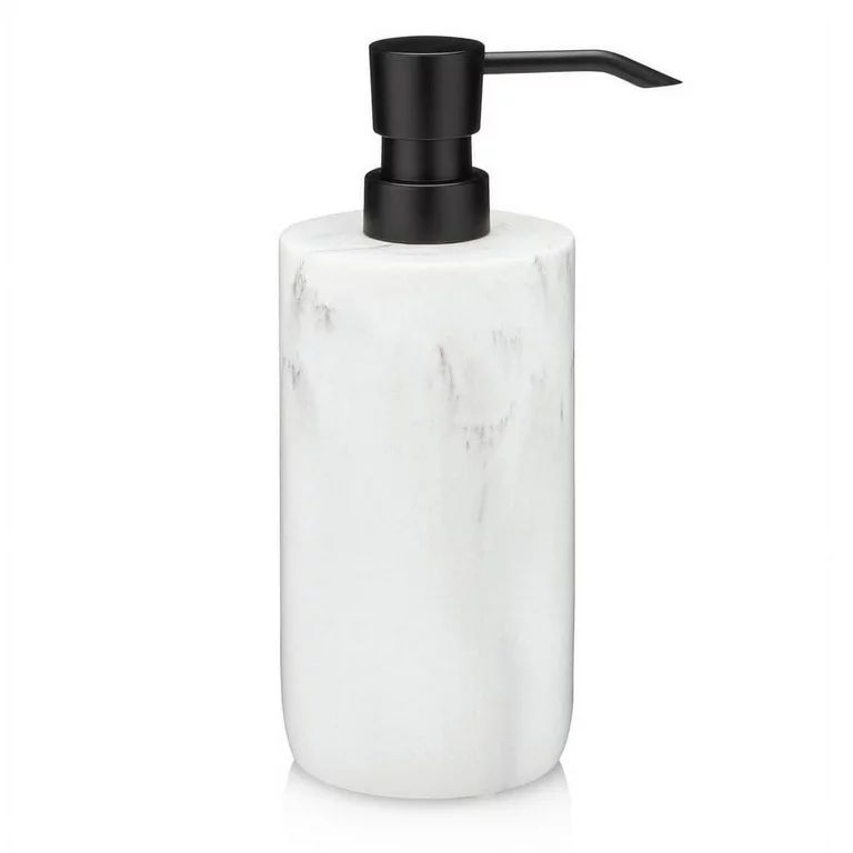 Essentra Home White Marble Soap Dispenser with Black Pump, Refillable Liquid Soap Dispenser for B... | Walmart (US)