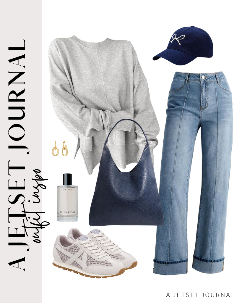 For a gray ANRABESS sweatshirt and Sidefeel jeans combo, you can wear these Project Cloud lace-up shoes and carry this stylish slouchy bag. Add this bow-embroidery baseball cap, too!

#LTKSeasonal #LTKSaleAlert #LTKTravel
 

 