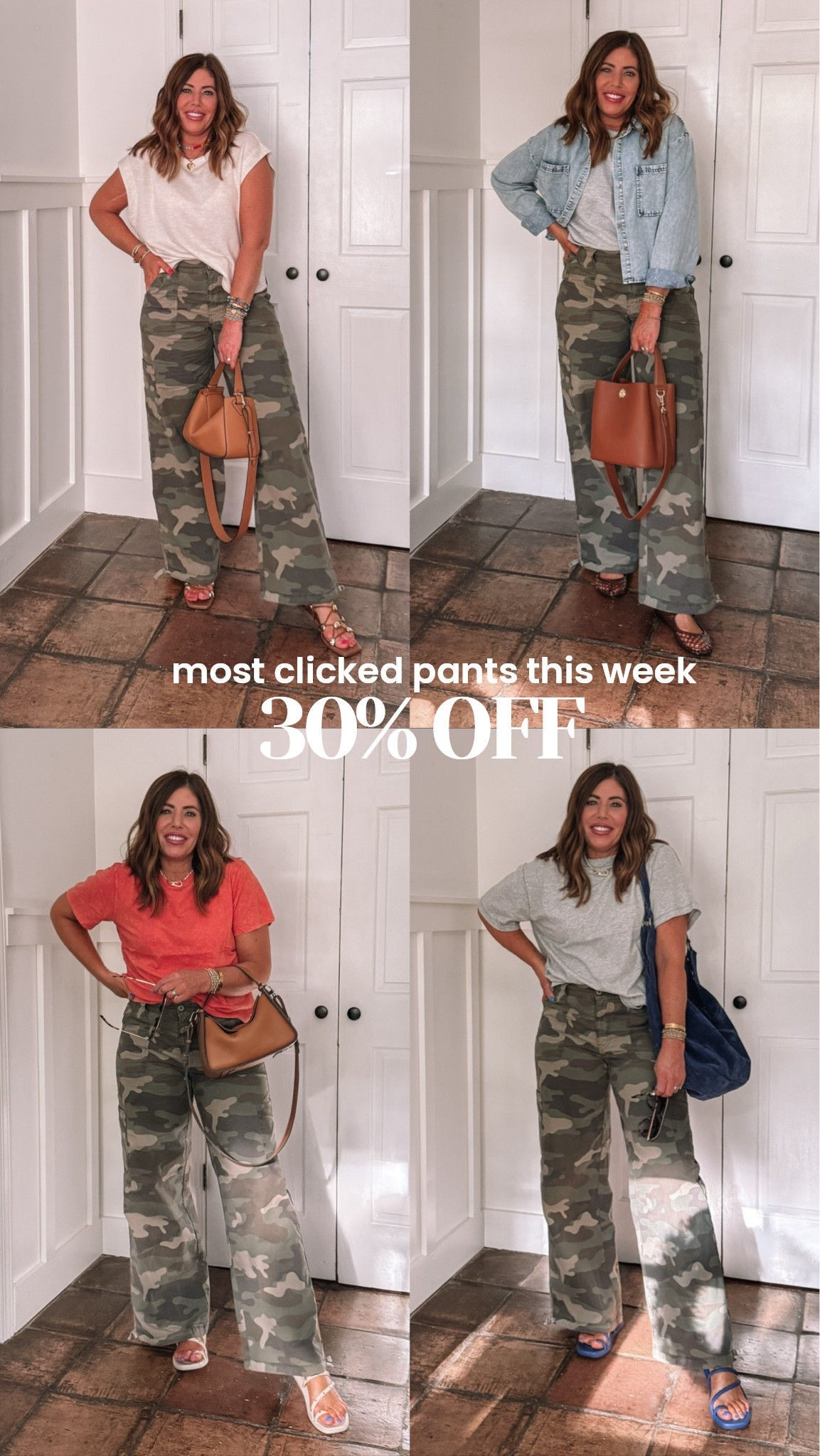 These camo pants have been one of my most-clicked pairs lately and now they’re 30% off 🙌🏼 They’re such a fun way to switch up your everyday wardrobe — I love how easily they work with a basic tee, denim jacket, or sneakers/sandals. And clearly, y’all are loving them too! 🤎

Steve Madden studded sandals 64% off / $23.09

Look for less jelly flats on sale under $29

Over 40 style, fall outfits women, mom style, autumn outfits, date night outfits

#LTKSaleAlert #LTKOver40 #LTKMidsize