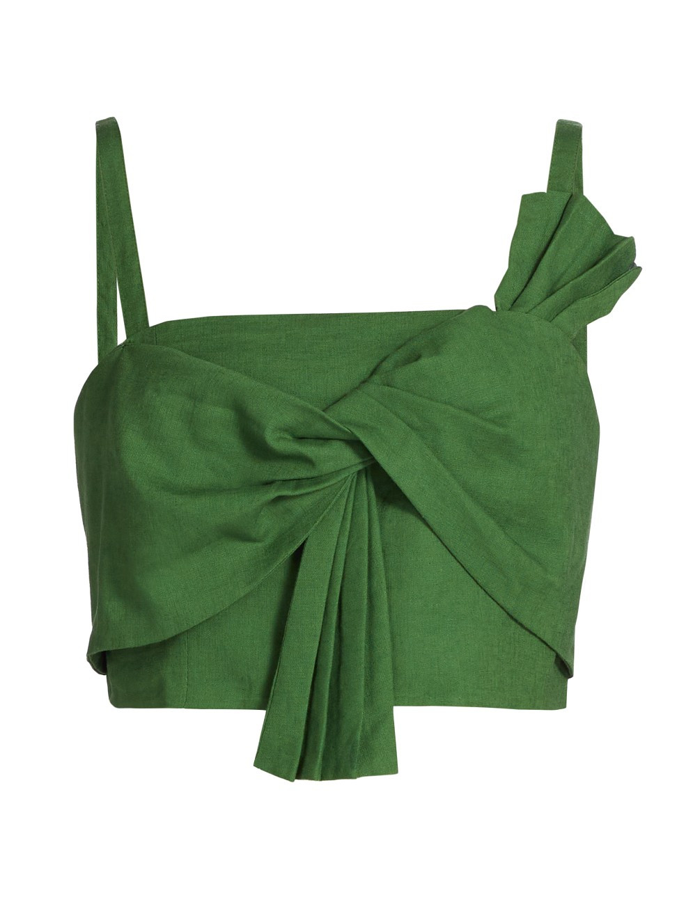 Women's Bow Linen-Blend Crop Top - Green - Size XXS | Saks Fifth Avenue