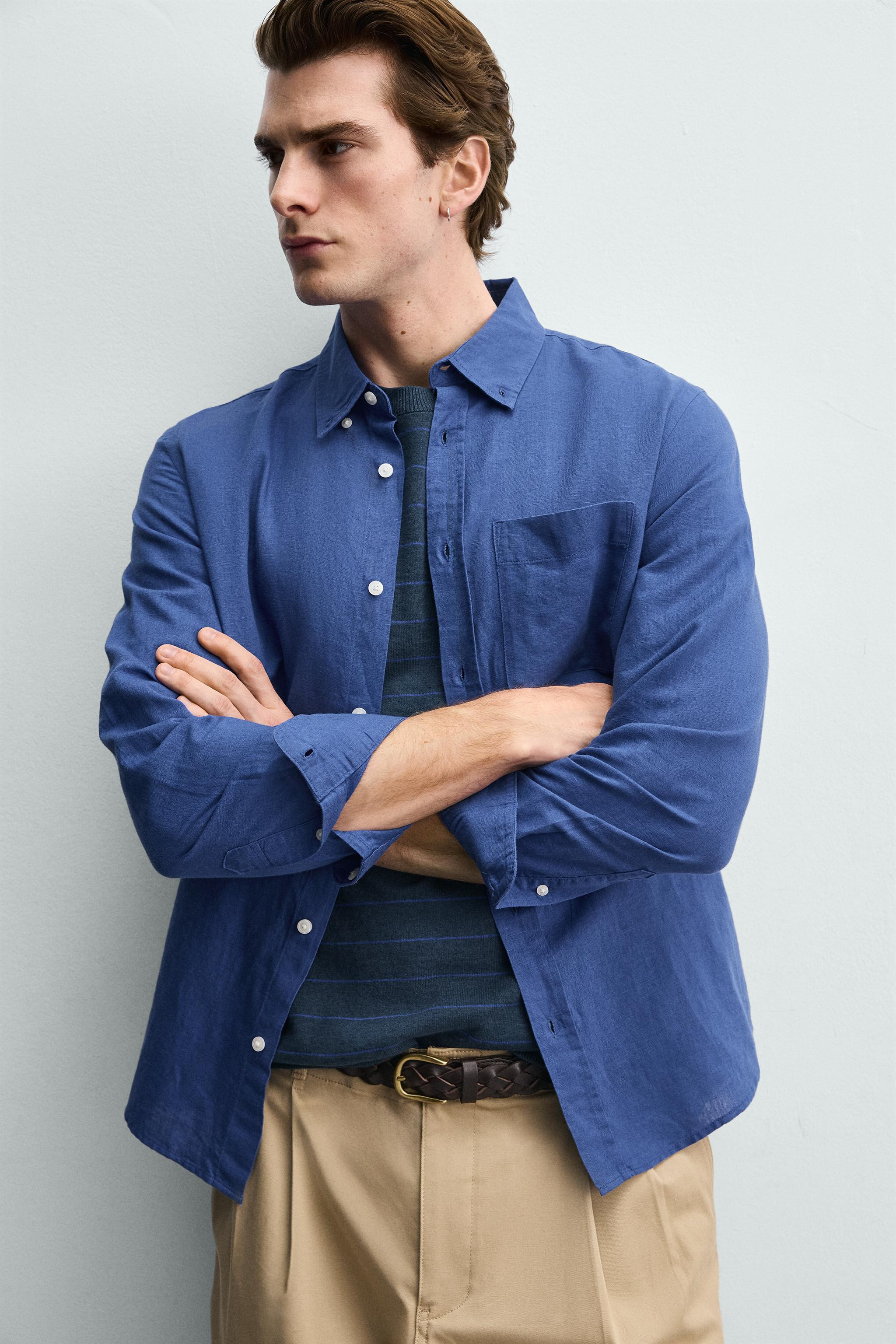 REGULAR FIT LINEN-COTTON SHIRT | Zara UK