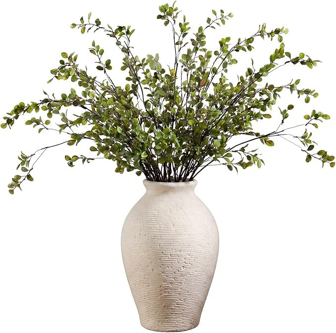 6 Pcs Artificial Branches with Green Buds Evergreen Faux Plastic Plant Stem Picks Sprigs for Vase... | Amazon (US)