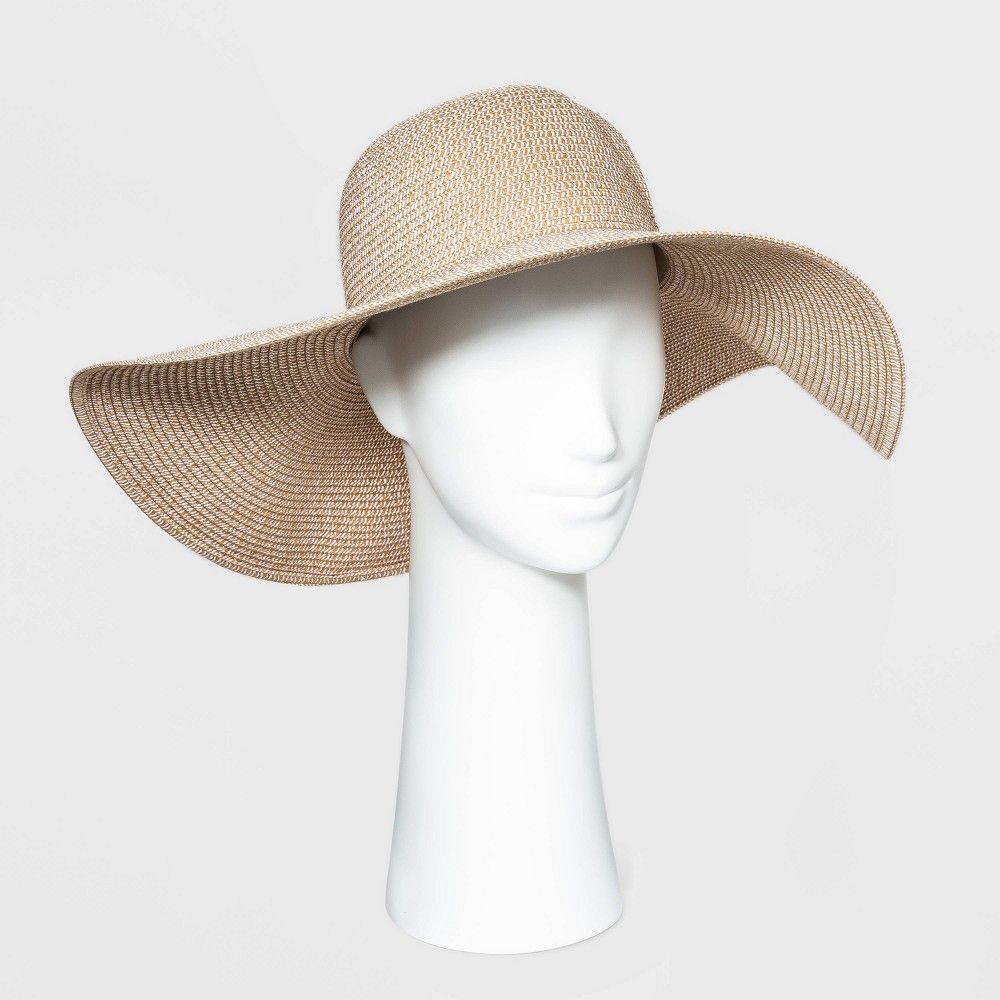 Women's Wide Brim Straw Floppy Hat - A New Day Tan | Target