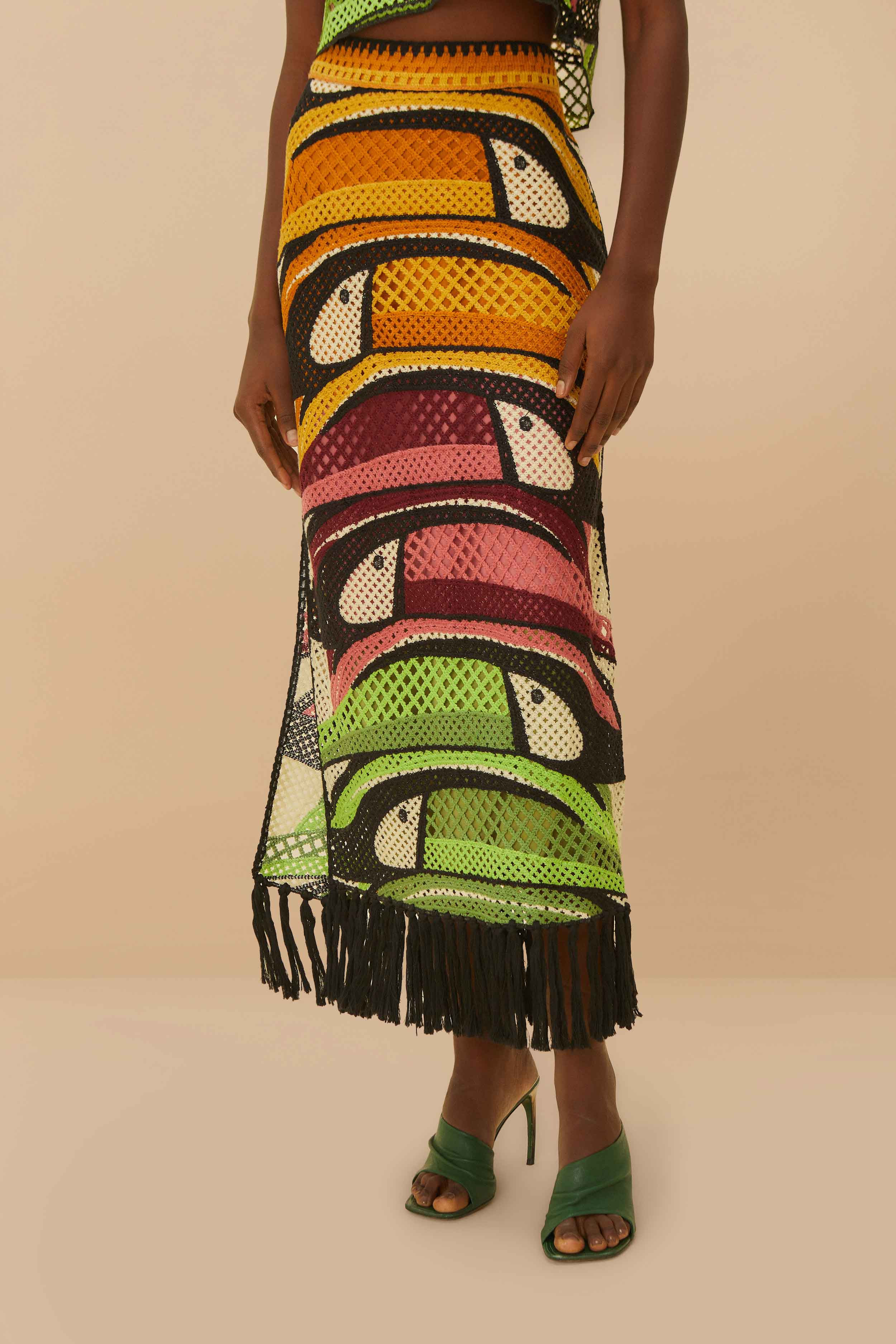Multicolor Toucan Tree Crochet Skirt | FarmRio (US)