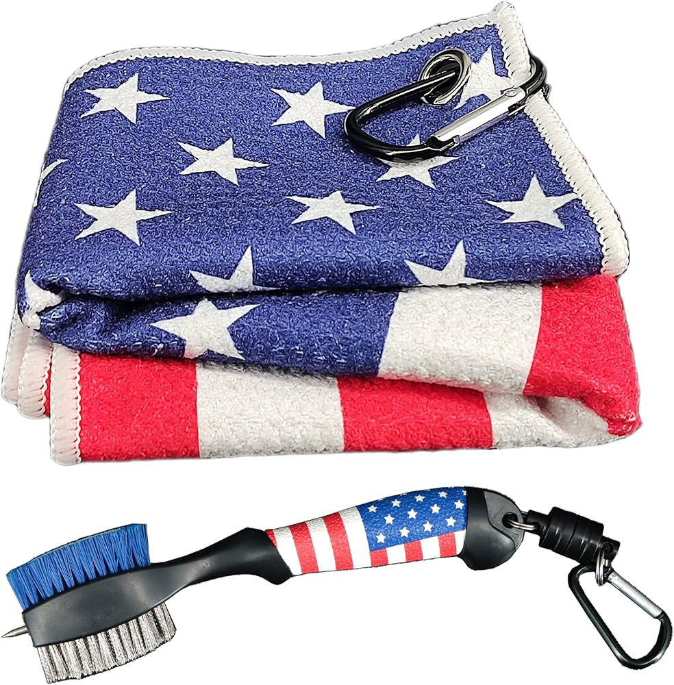 Golf Club Brush and Amercian Flag Golf Towels, Golf Groove Cleaner Cleaning kit, Golf Accessories... | Amazon (US)
