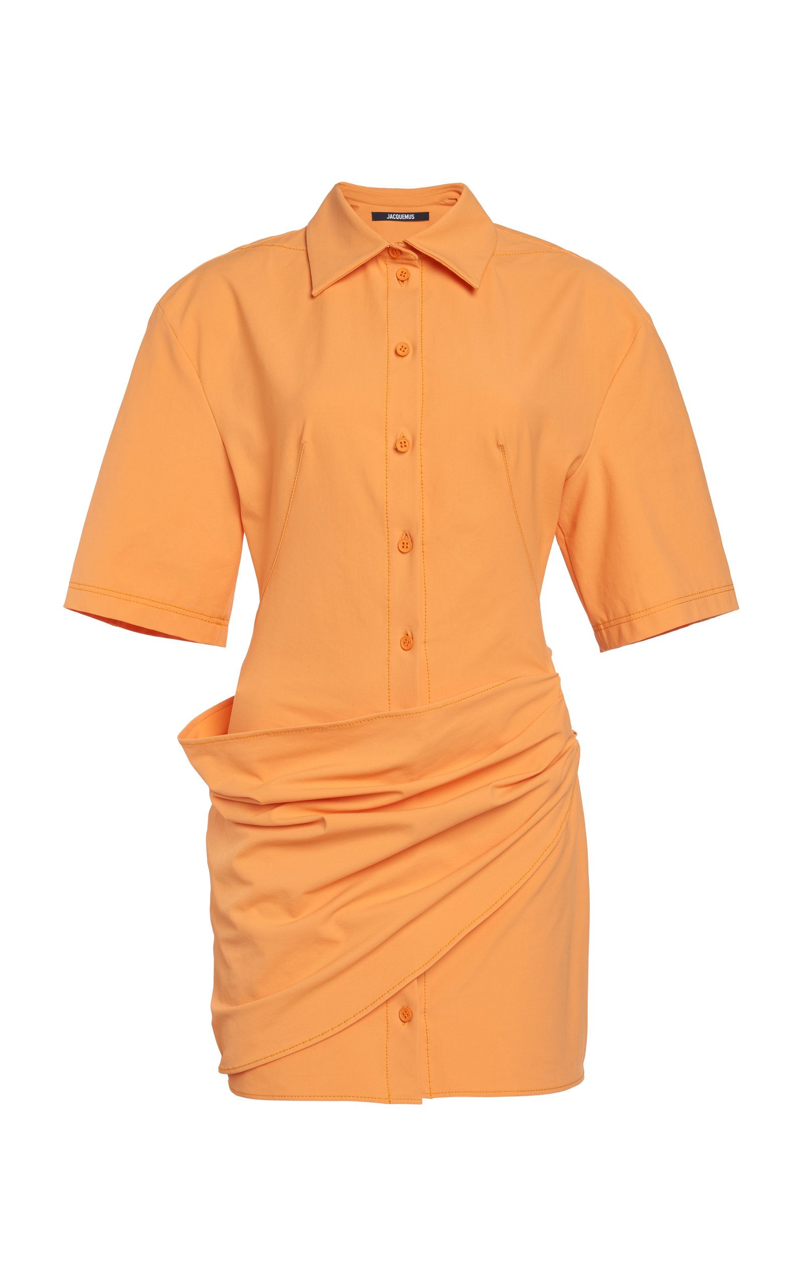 Jacquemus - Women's Draped Poplin Mini Shirt Dress - Orange - FR 36 - Moda Operandi | Moda Operandi (Global)