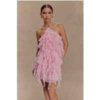 Marigold Ruffle Halter Mini Dress / Powder Pink | MESHKI | L | MESHKI US