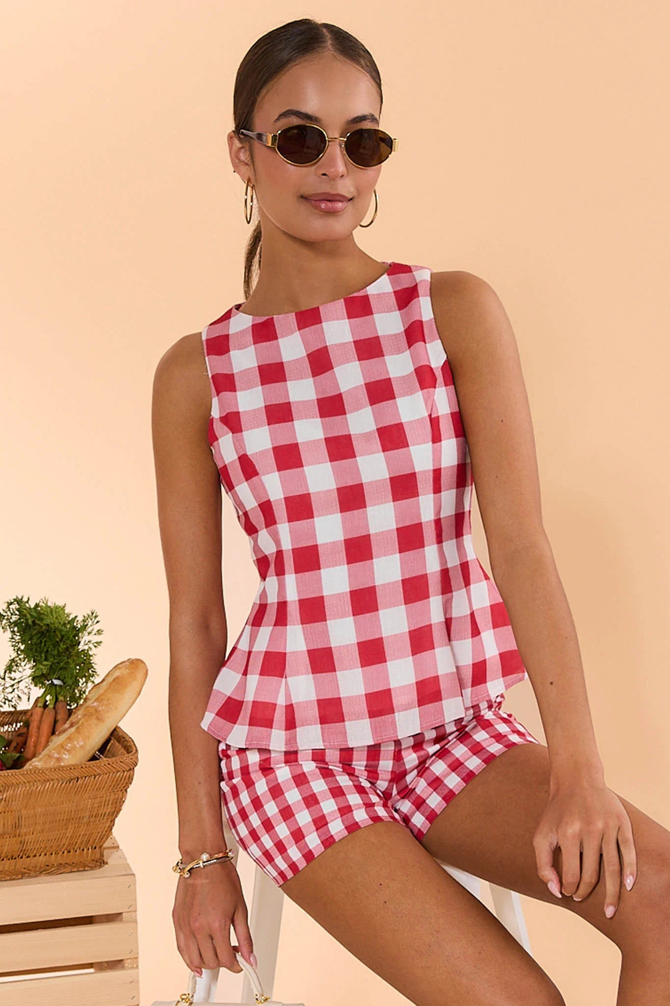 Eleanor Red Gingham Top | Avara