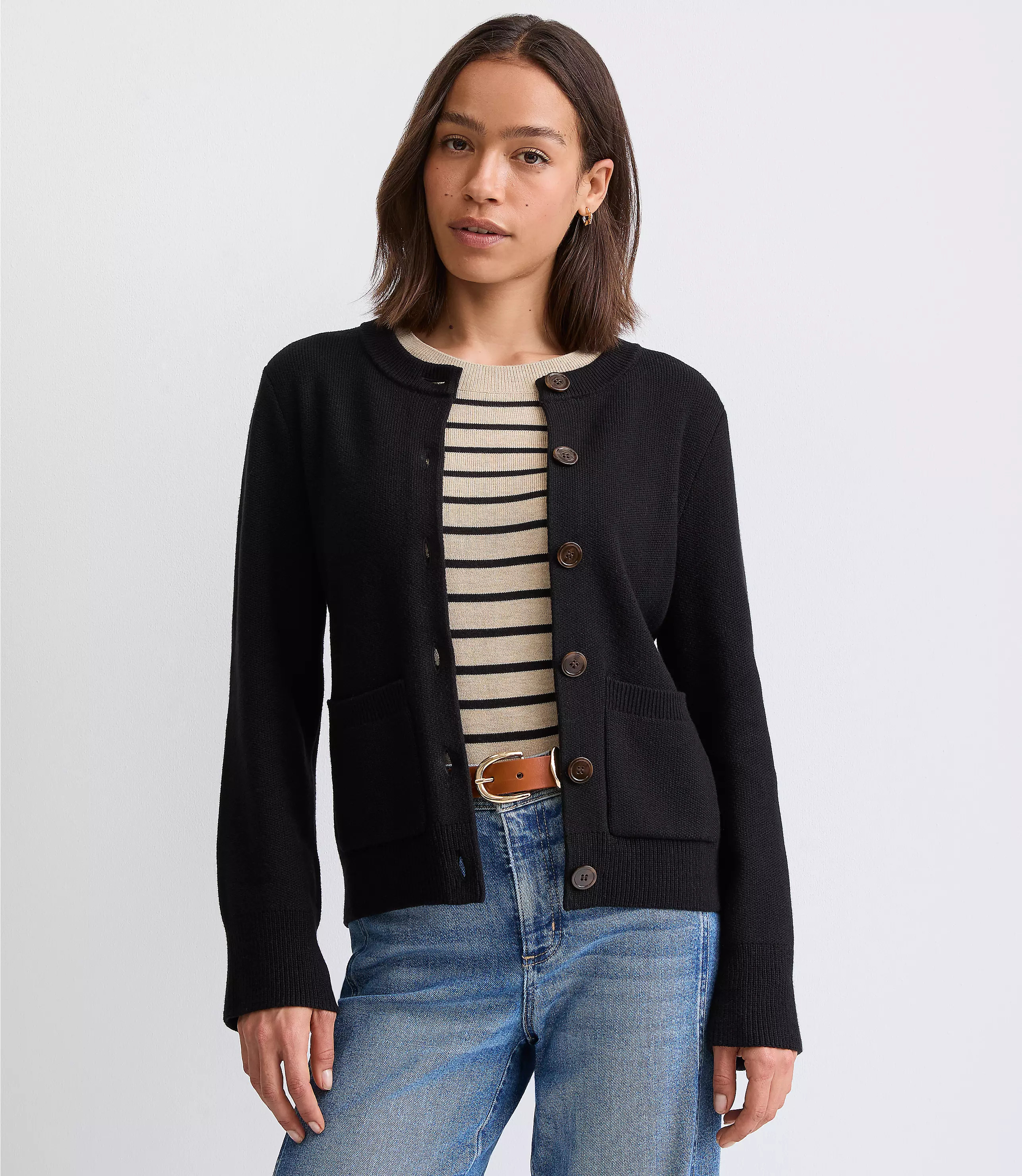 Waisted Patch Pocket Cardigan | LOFT